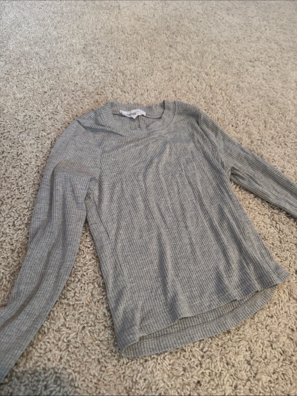 Kids Long Sleeve Ribbed Tee - Gray